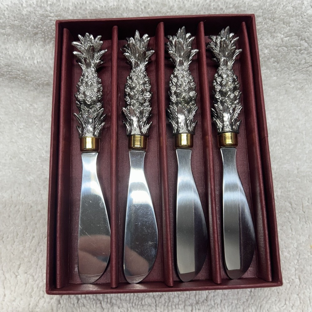 Arthur Court Vintage Pineapple Butter Spreading Knifes Set of 4